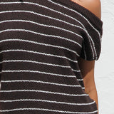 Indie Stripe Knit Top BROWN
