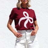 Lara Bow Knit Top WINE
