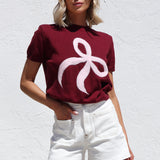 Lara Bow Knit Top WINE