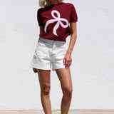 Lara Bow Knit Top WINE