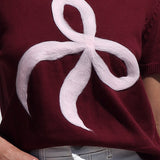 Lara Bow Knit Top WINE