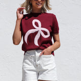 Lara Bow Knit Top WINE