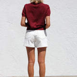 Lara Bow Knit Top WINE