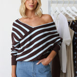 Deanna Knit Top BLUE/BROWN