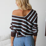 Deanna Knit Top BLUE/BROWN