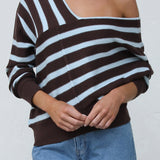 Deanna Knit Top BLUE/BROWN