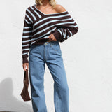 Deanna Knit Top BLUE/BROWN