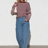 Rebecca Stripe Knit Top PINK