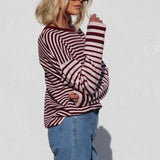 Rebecca Stripe Knit Top PINK