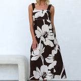 Palm Bloom Dress CHOCOLATE