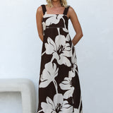 Palm Bloom Dress CHOCOLATE