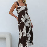 Palm Bloom Dress CHOCOLATE