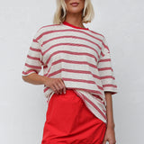 Mimi Stripe Tee RED
