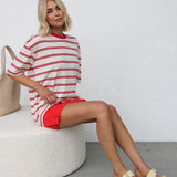 Mimi Stripe Tee RED