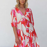 Scarlet Bloom Mini Dress