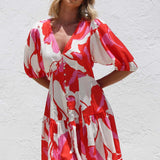 Scarlet Bloom Mini Dress