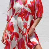 Scarlet Bloom Mini Dress