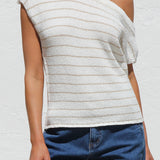 Indie Stripe Knit Top WHITE