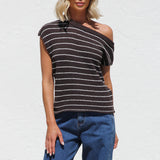 Indie Stripe Knit Top BROWN