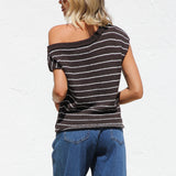 Indie Stripe Knit Top BROWN