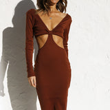 Tina Midi Dress CHOCOLATE