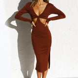 Tina Midi Dress CHOCOLATE