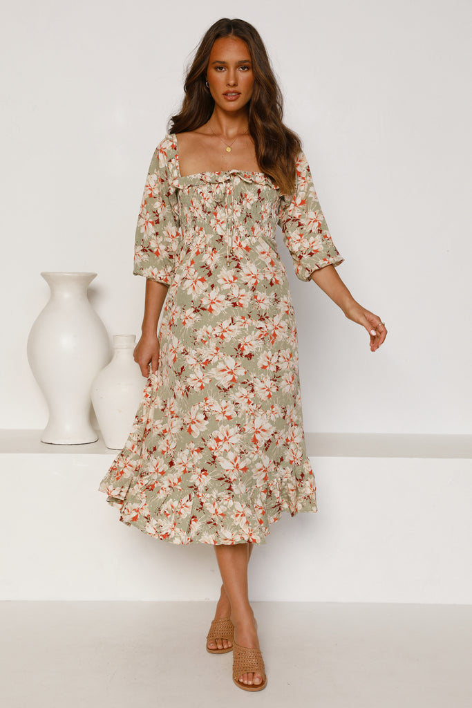 Annalie Beige Floral Ruched Detail Mini Dress – Get That Trend
